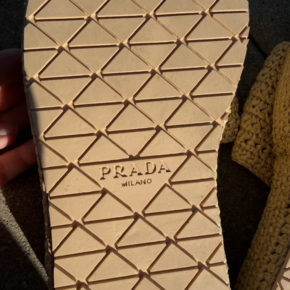 Prada Beige Woven Slide Sandals - Picture 6 of 6